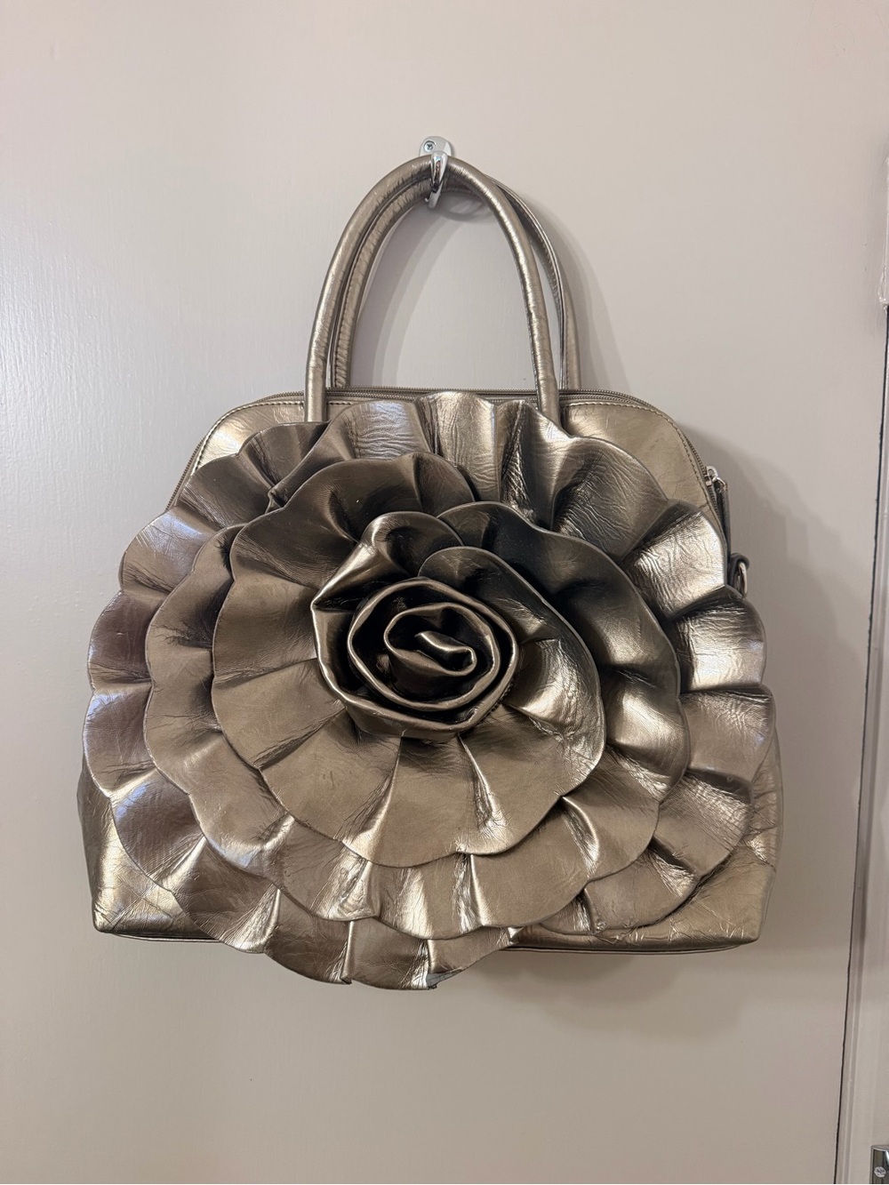 Big Buddha Metallic Bronze Doctor Flower Front Tote